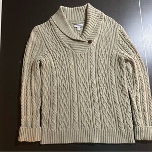 Croft&Barrow Women’s Cable Knit Chucky Sweater Olive/green Size Large EUC